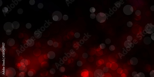 Dark Red vector background with bubbles. Illustration with set of shining colorful abstract spheres. Pattern for booklets, leaflets.