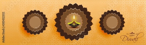 Vector greeting of Happy Diwali, Dipawali, Indian festival, festival of lights, diya lamp, oil lam, colorful geometrical background.