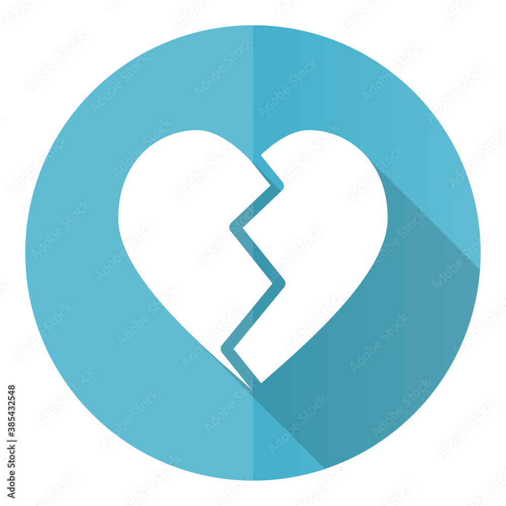 Broken heart blue vector icon, flat design illustration in eps 10 Broken heart blue vector icon, flat design illustration in eps 10
