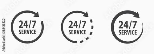 24-7 service icon. Vector illustration on white.