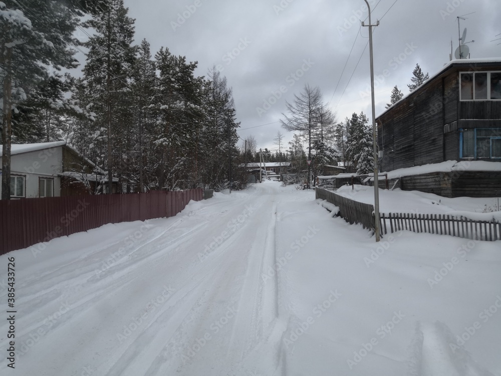 Fototapeta premium snow covered bridge