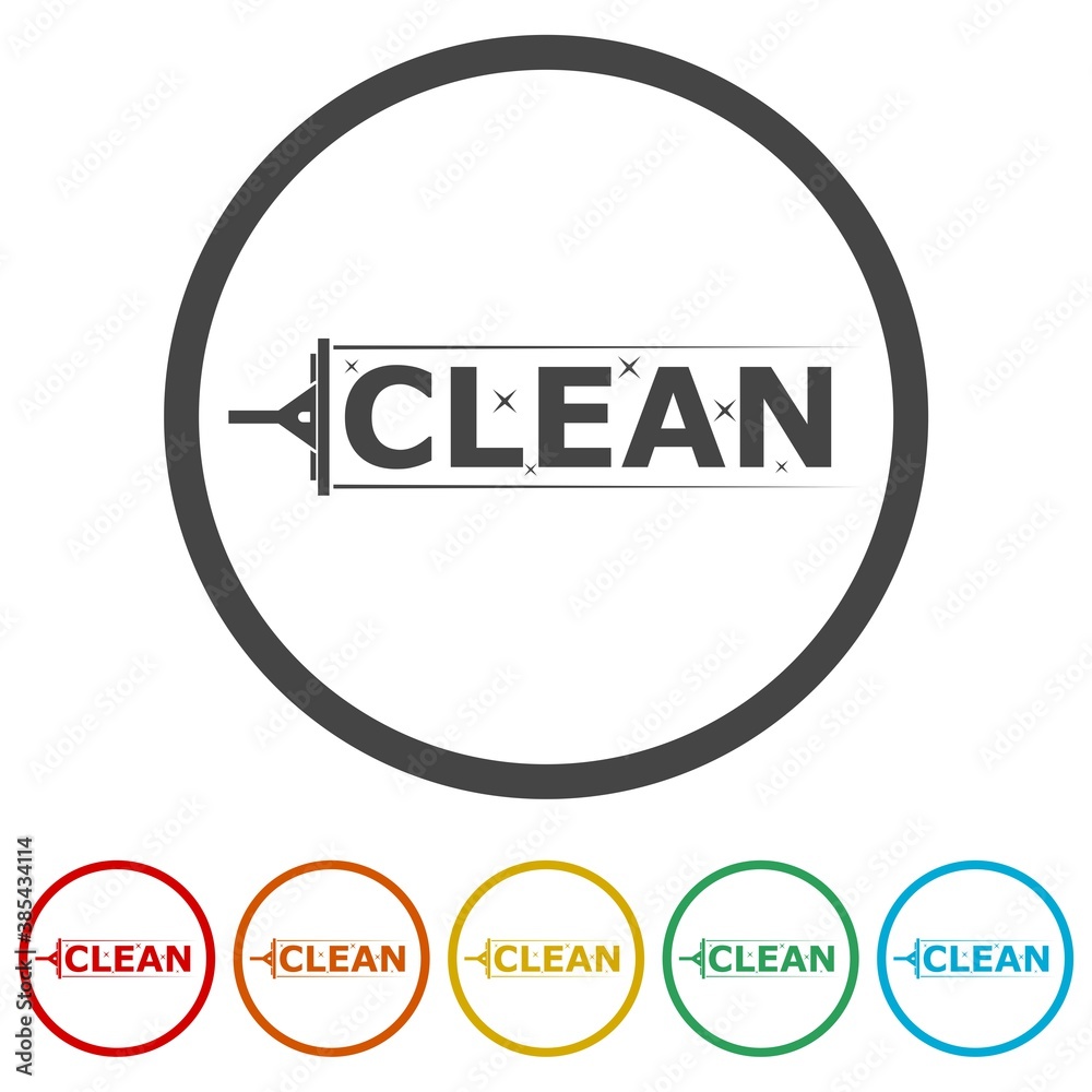 Cleaning service company logo ring icon, color set Cleaning service company logo ring icon, color set
