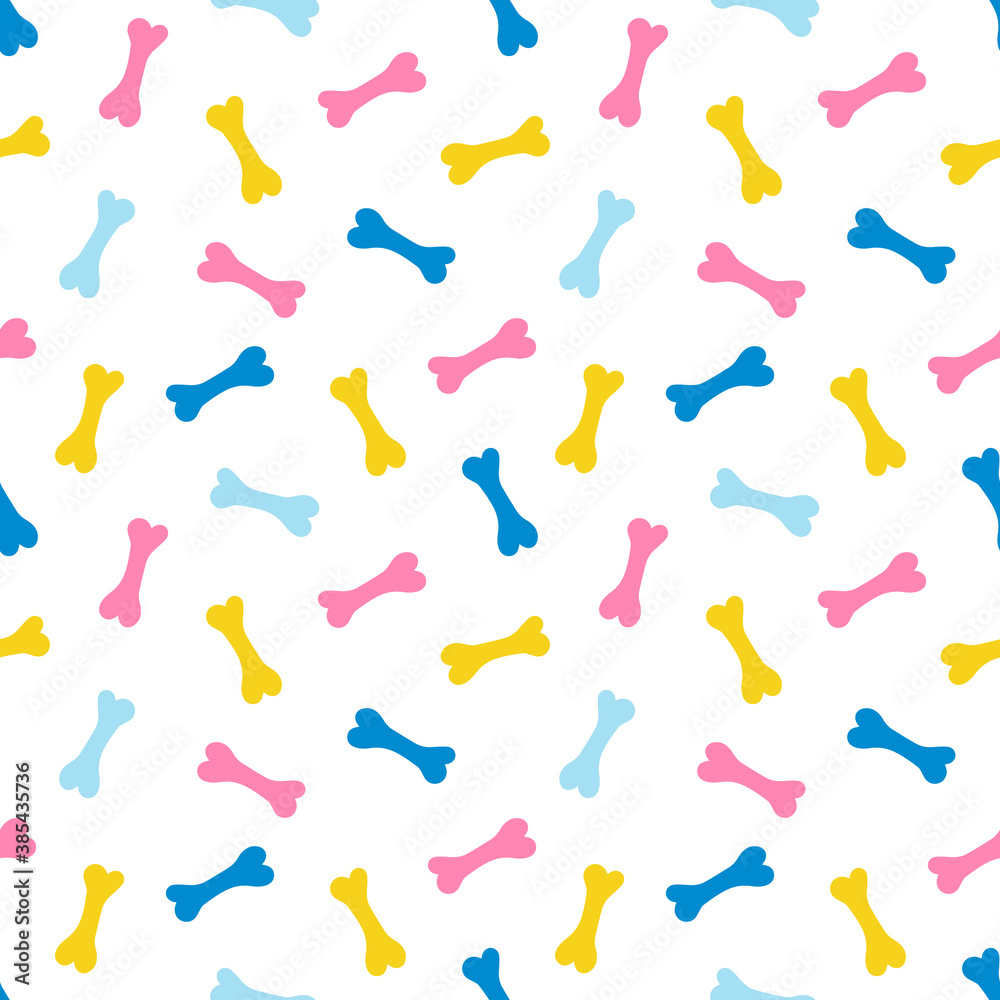 Cute colorful cartoon style bones vector seamless pattern background.