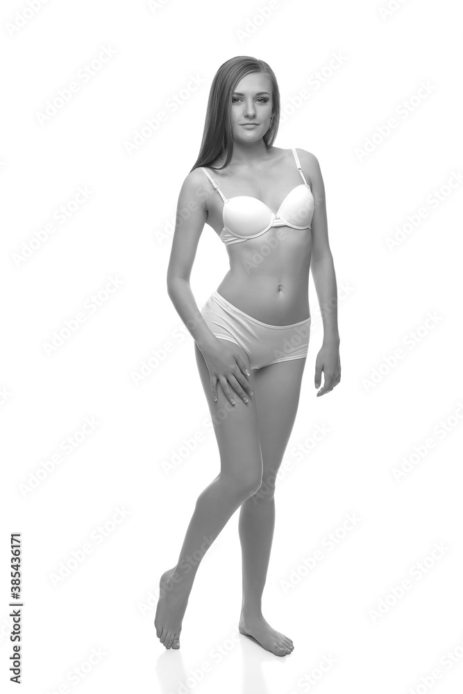 Naklejka premium slender woman in lingerie with a beautiful body