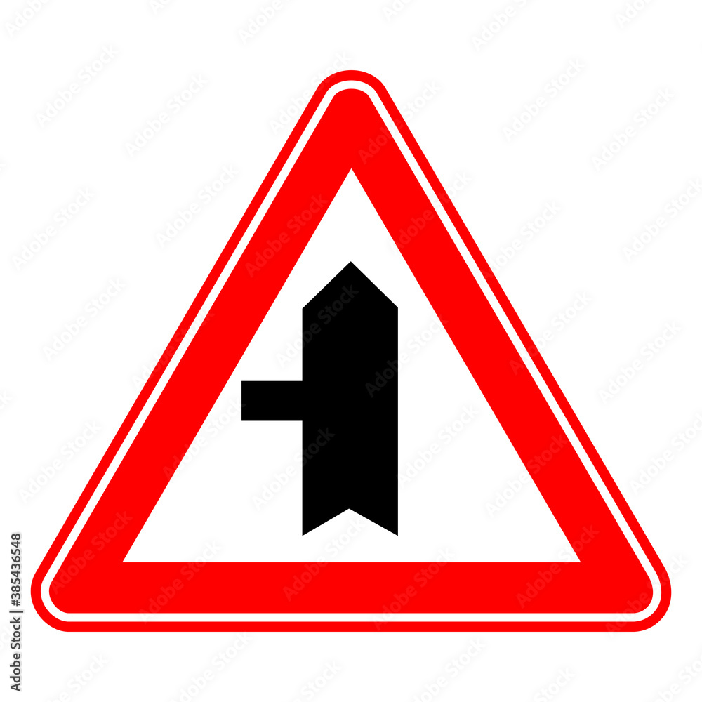 Traffic, road sign. main road secondary road junction
Traffic, road sign. main road secondary road junction