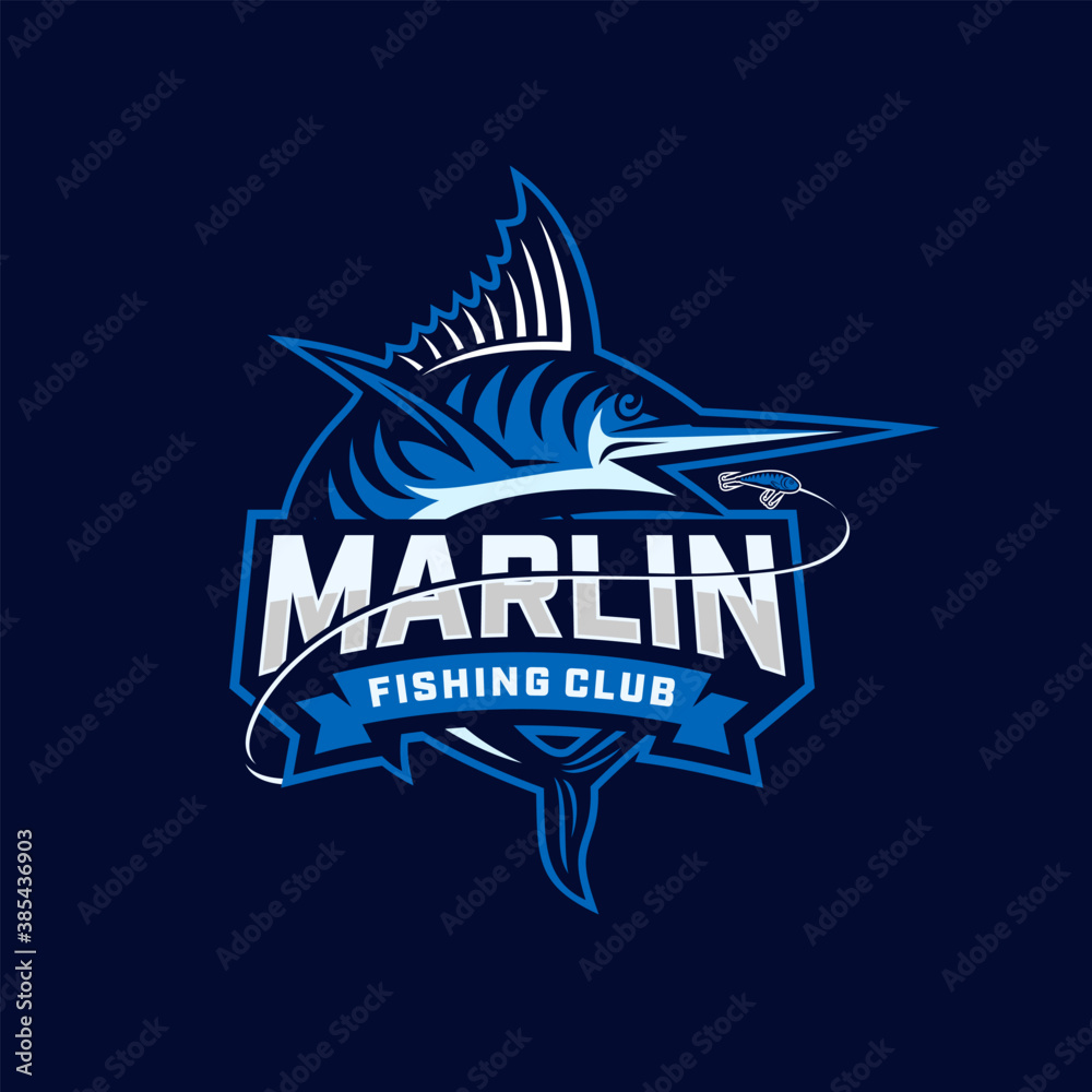 Marlin Fishing Club Logo. Unique and fresh Blue marlin Vector & logo