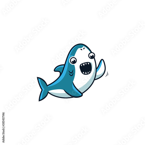 Illustration Of A Blue Shark Greeting A Friend With Text