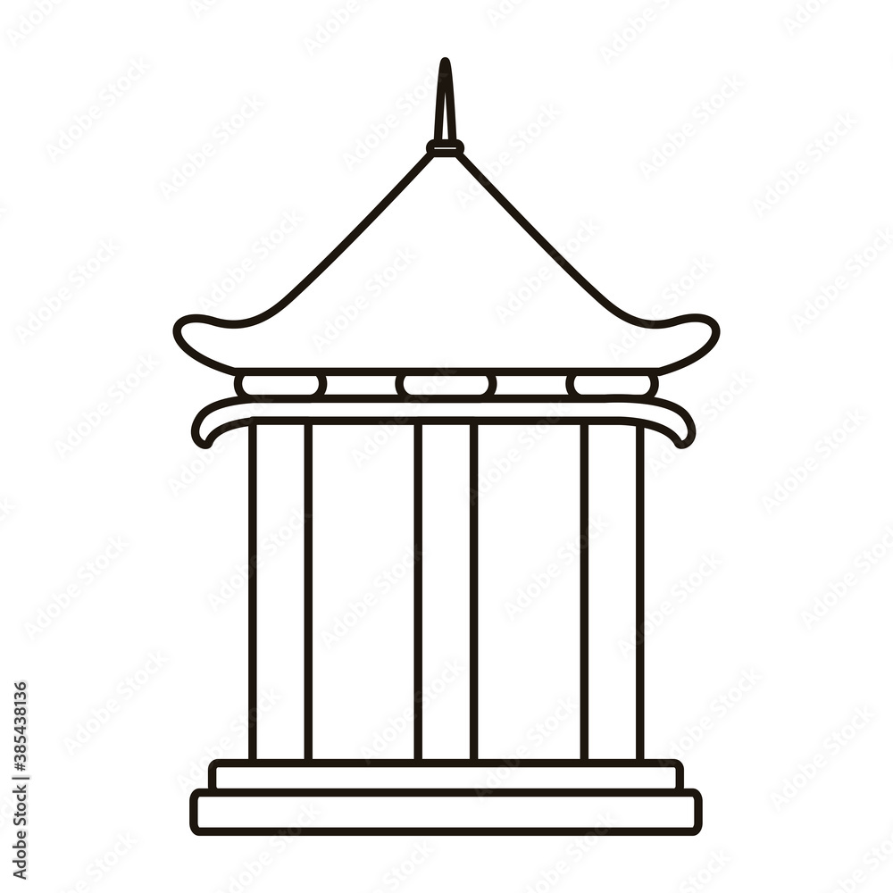 chinese tower columns structure line style icon