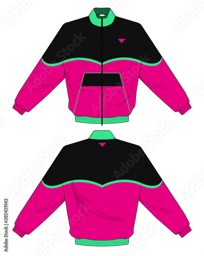 retro vintage windbreaker hoodie jacket template