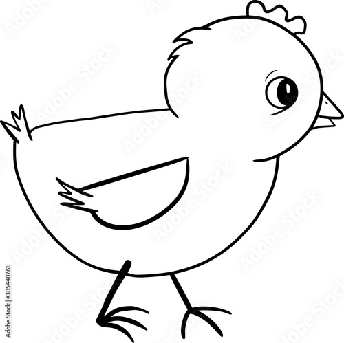 Little chicks isolated on white background .Cute baby chick, hand drawn vector illustration.Character chicks, line art, black and white drawing illustration for kids. Coloring Page for Children.