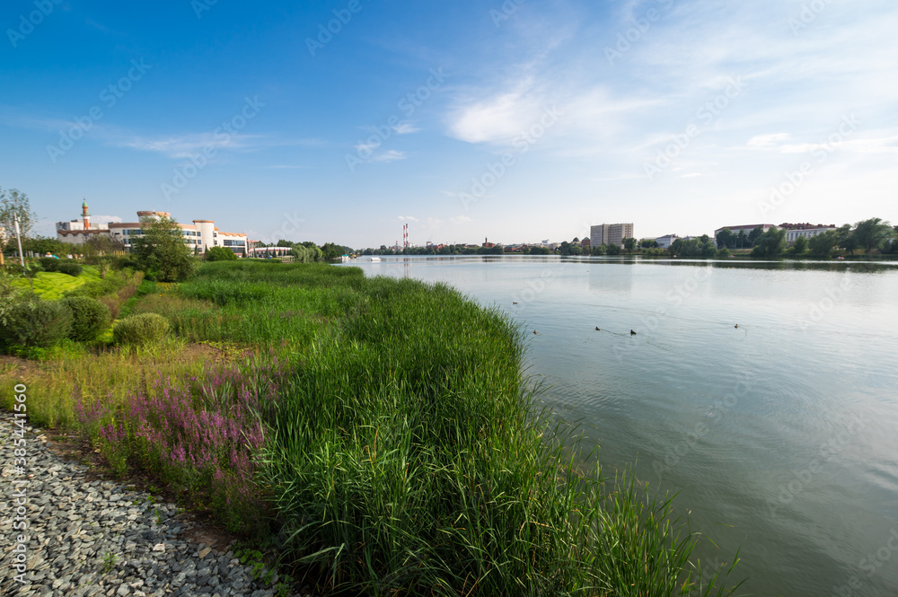 Embankment of lake Nizhny Kaban in Kazan