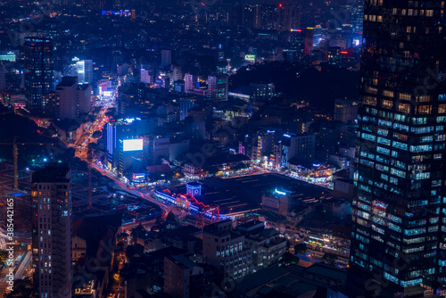 Wallpaper Mural Aerial view of Ben Thanh Market in Ho Chi Minh City at night. Torontodigital.ca