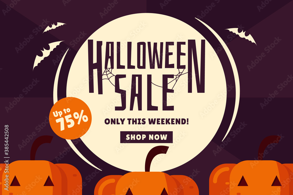Halloween Sale Promotion Vector Template with Halloween Elements/Illustration (Pumpkin,web,bat) Halloween Sale Promotion Vector Template with Halloween Elements/Illustration (Pumpkin,web,bat)