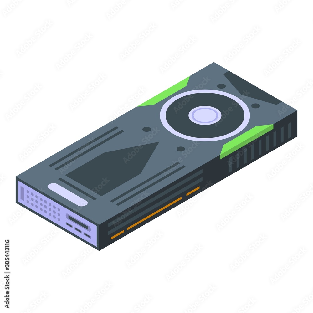 Fototapeta premium Graphics card icon. Isometric of graphics card vector icon for web design isolated on white background