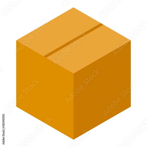 Closed parcel box icon. Isometric of closed parcel box vector icon for web design isolated on white background