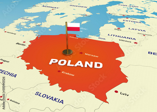 Poland Map and Flag