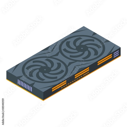 Video card icon. Isometric of video card vector icon for web design isolated on white background