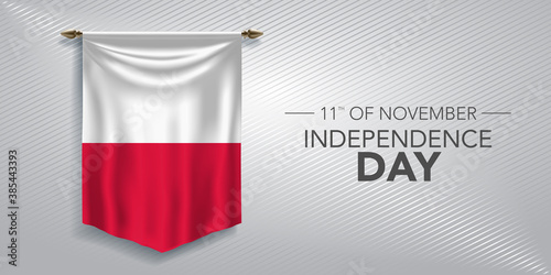 Poland independence day greeting card, banner, vector illustration