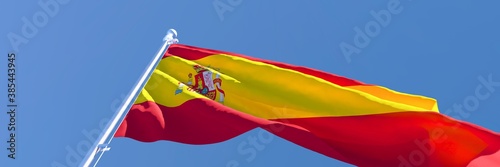 3D rendering of the national flag of Spain waving in the wind photo