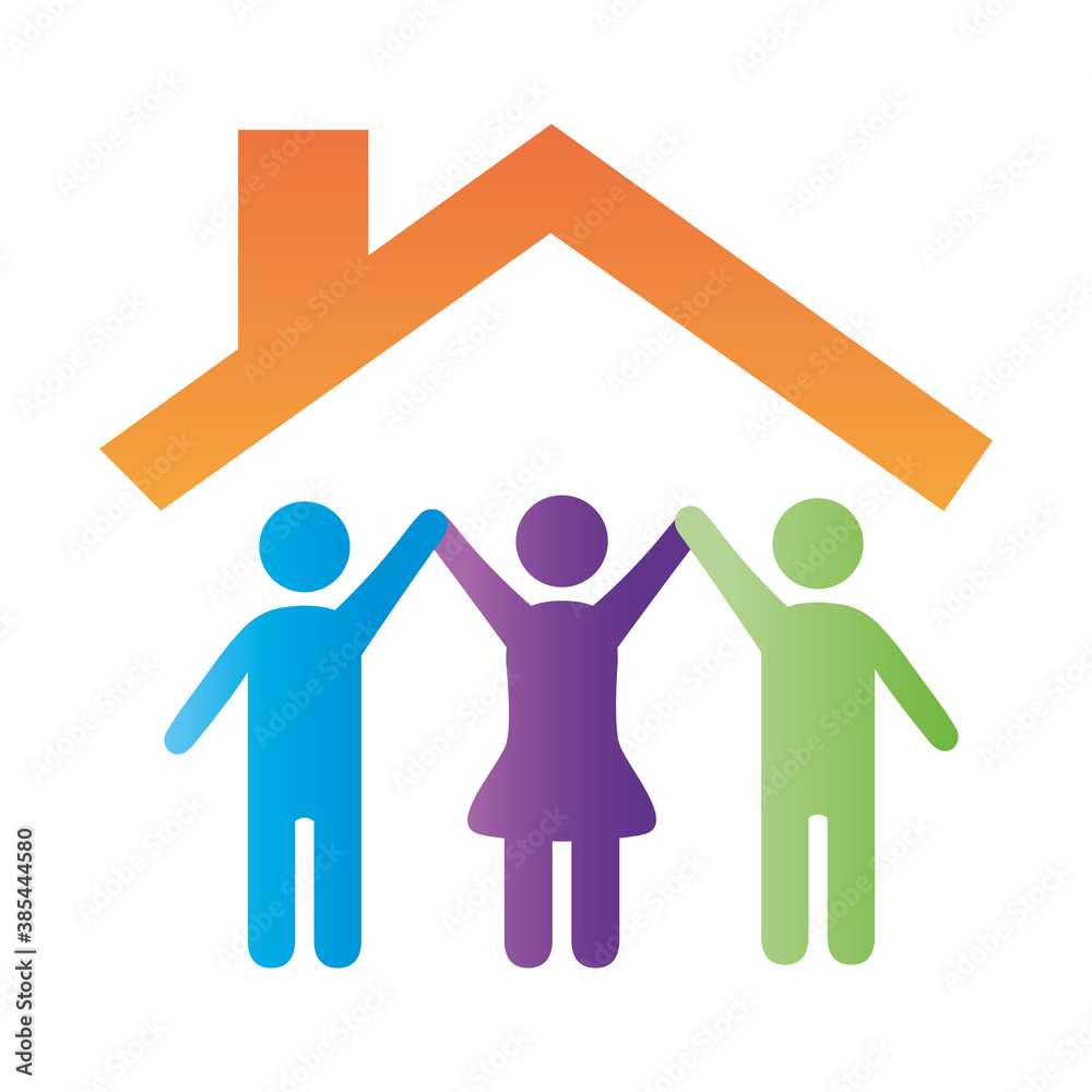 team community figures in house degradient style icon team community figures in house degradient style icon