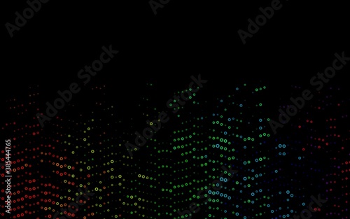 Dark Multicolor  Rainbow vector backdrop with dots.