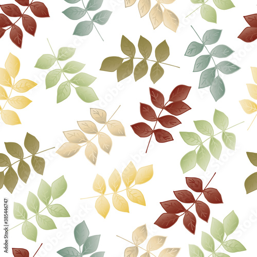 Fototapeta Naklejka Na Ścianę i Meble -  Seamless pattern with hand draw autumn leaves