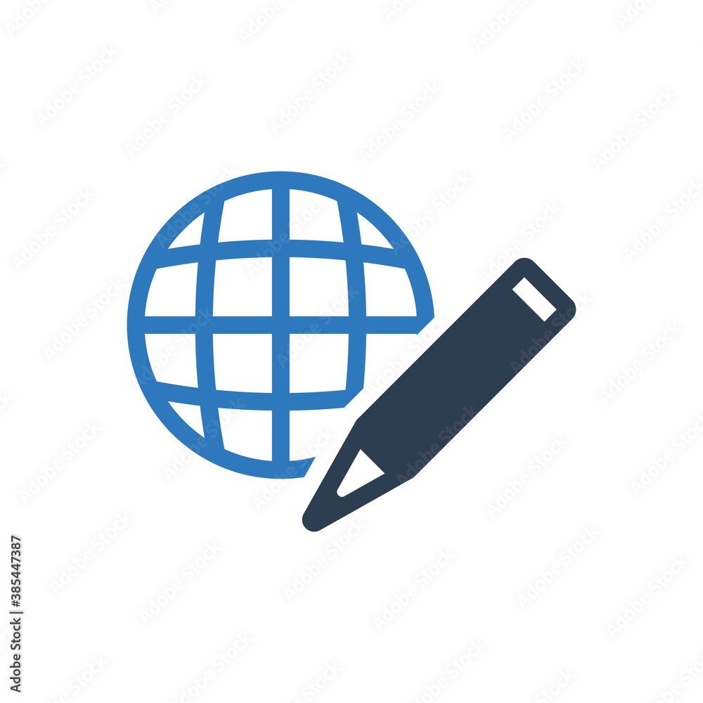 Article pencil global internet icon