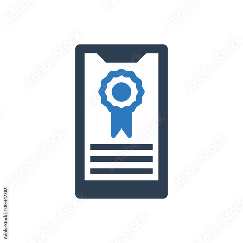 mobile certificate icon - Diploma icon - award icon - guarantee icon