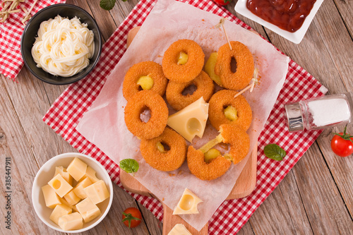 Fried cheese ring. 