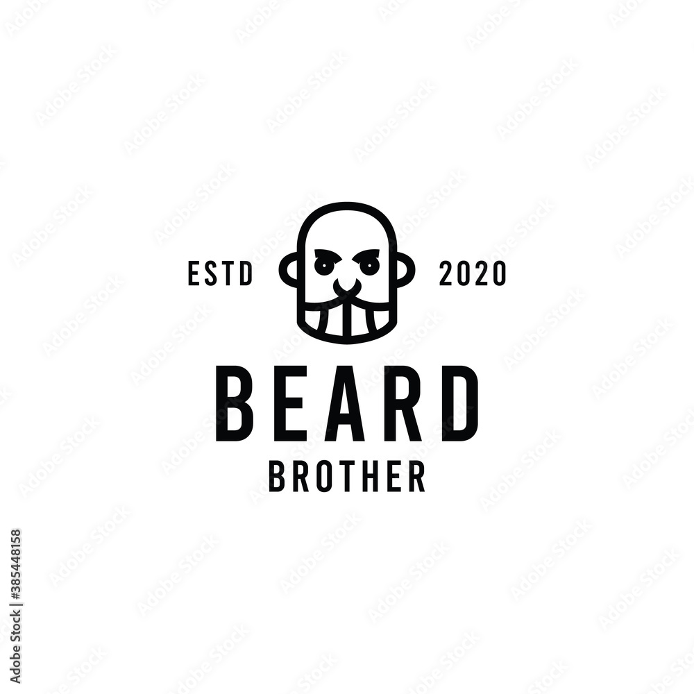 bearded face logo design Vector