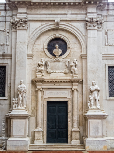 The entrance of the Church of the Misericordia Abbey in Cannaregio - Venice, Veneto, Italy © lkonya
