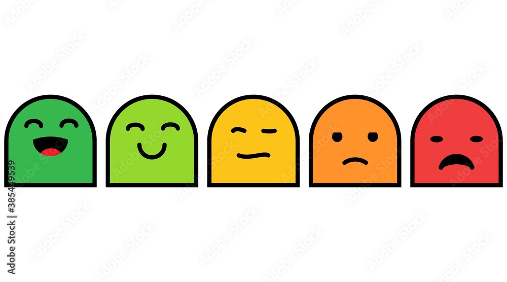 Rank, level of satisfaction rating. Face icons, Feedback in form of ...