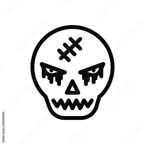 Skull  line icon. Cute and scary skull, Halloween party vector design concept, Isolated on white background. editable stroke 