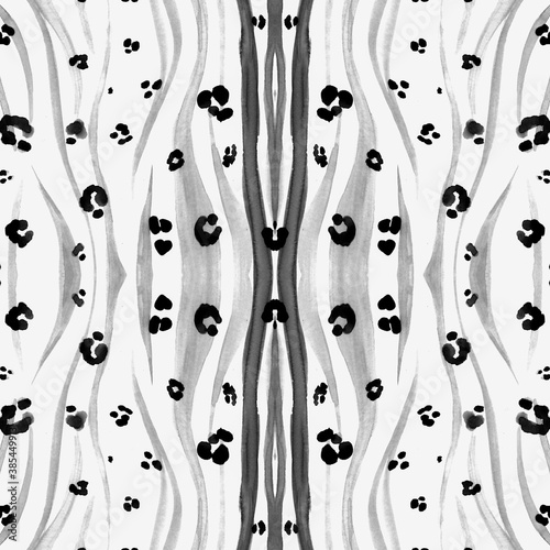 Seamless Zebra Pattern. Watercolor Animal Print. 