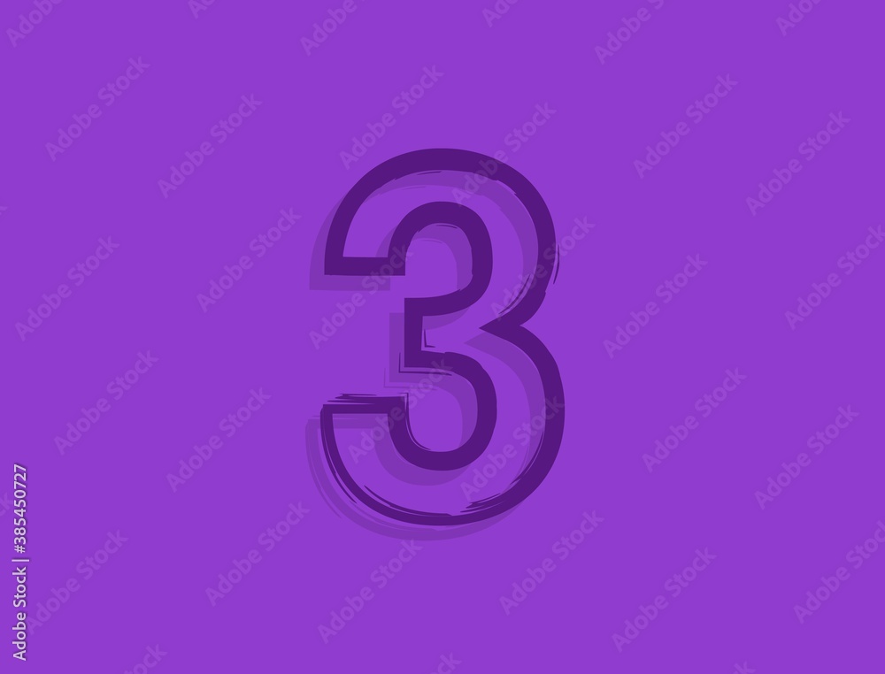 3 number font, hand drawn brush stroke. Modern, elegant calligraphic design. For design element, logo, creative poster etc. Vector illustration 3 number font, hand drawn brush stroke. Modern, elegant calligraphic design. For design element, logo, creative poster etc. Vector illustration
