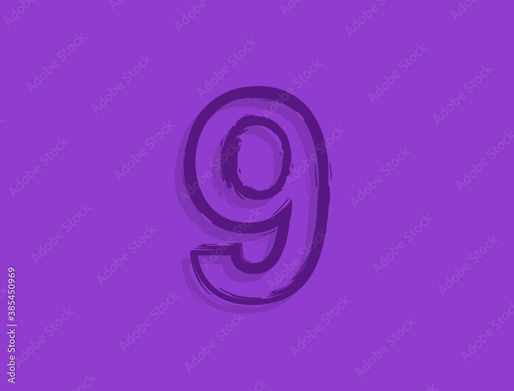 9 number font, hand drawn brush stroke. Modern, elegant calligraphic design. For design element, logo, creative poster etc. Vector illustration 9 number font, hand drawn brush stroke. Modern, elegant calligraphic design. For design element, logo, creative poster etc. Vector illustration