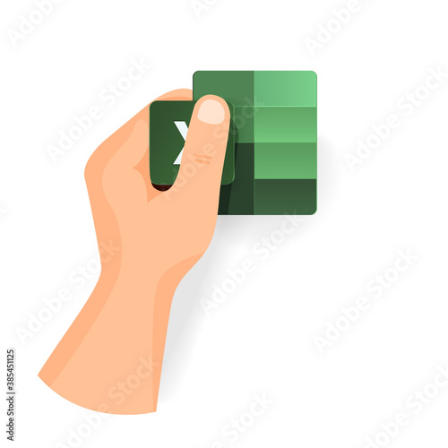 Hand keep new Excel icon from popular program office microsoft. Vector separate icons