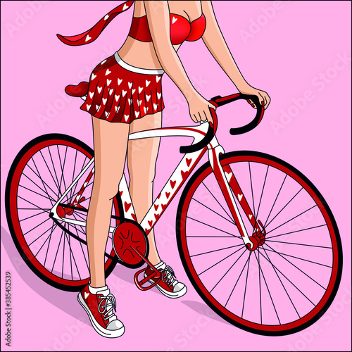 ragazza con bici da corsa