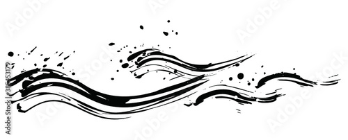 手描きの筆の波