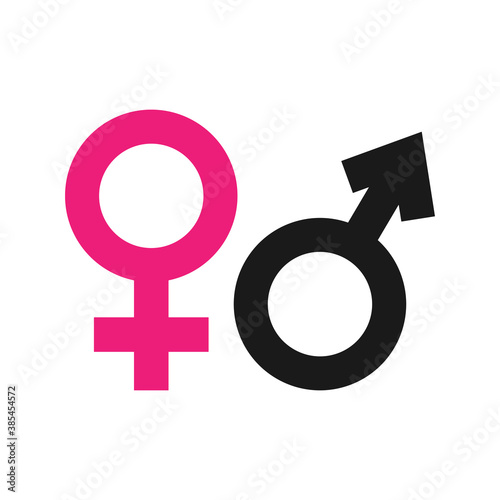 Vector male and female character icons on a white background. Isolated white background.