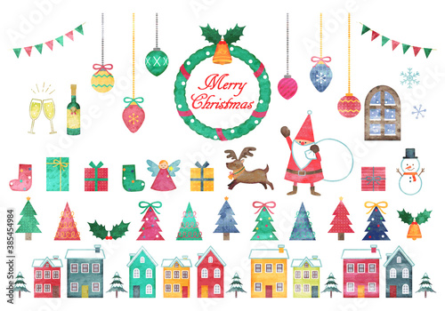  	手描き水彩風　クリスマスイラストセット
