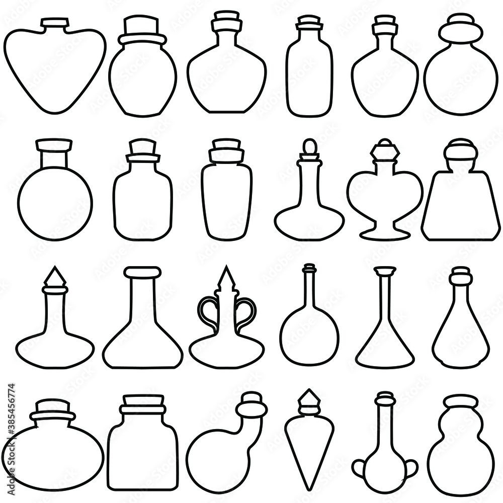 Magic potion icon vector set. alchemy illustration sign collection. Halloween symbol. Magic potion icon vector set. alchemy illustration sign collection. Halloween symbol.