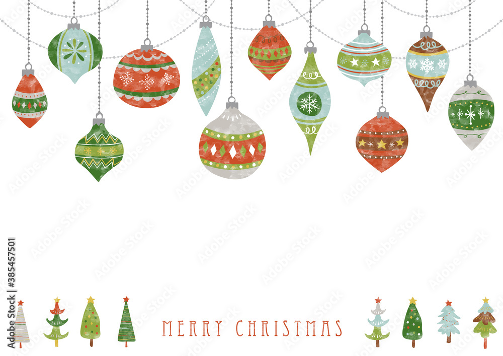 水彩 手書き クリスマス オーナメントのフレーム Stock Vector Adobe Stock