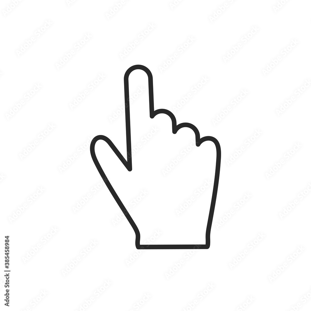 Clicking finger icon, hand pointer on white background vector Clicking finger icon, hand pointer on white background vector