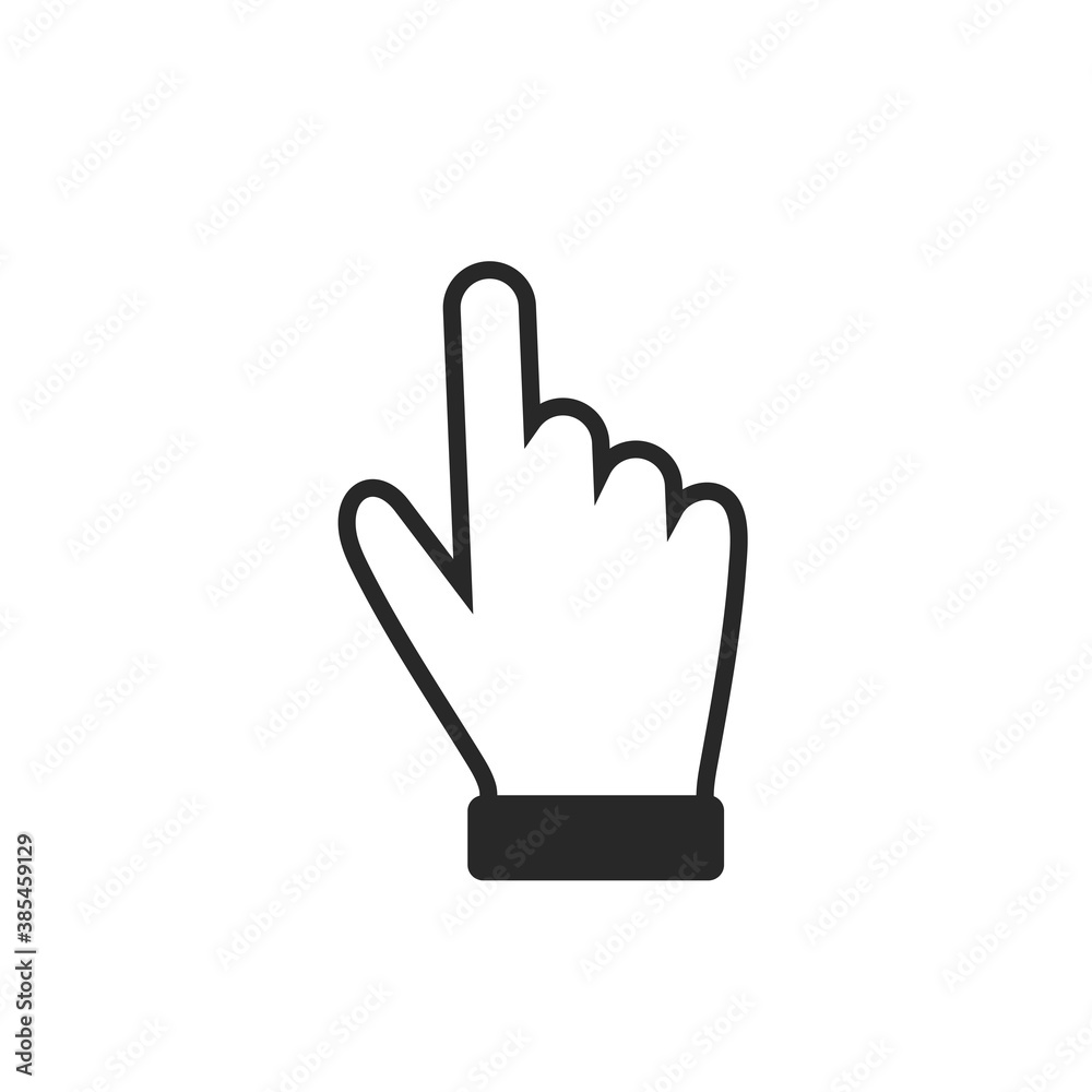 Clicking finger icon, hand pointer on white background vector Clicking finger icon, hand pointer on white background vector