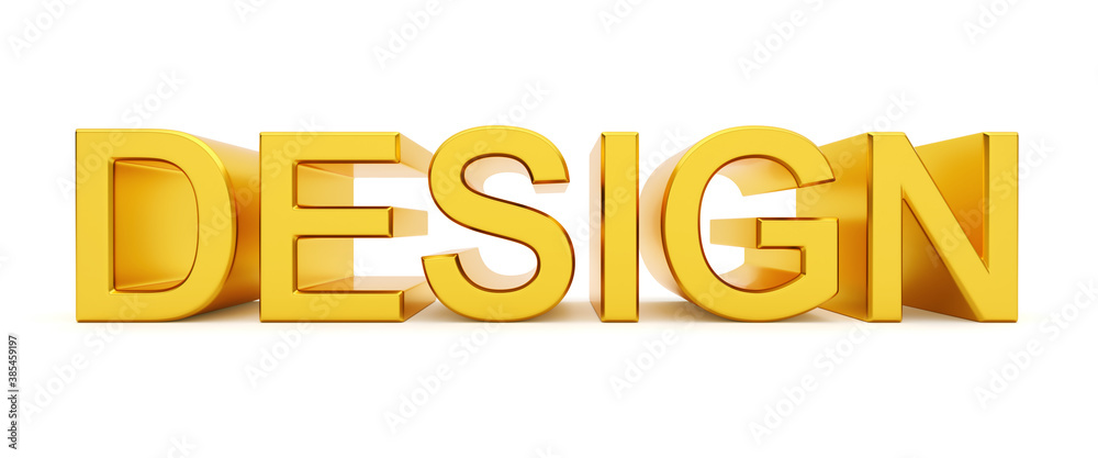 Design written with golden letters, 3d render. Design written with golden letters, 3d render.