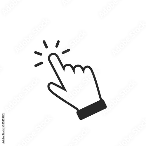 Clicking finger icon, hand pointer on white background vector