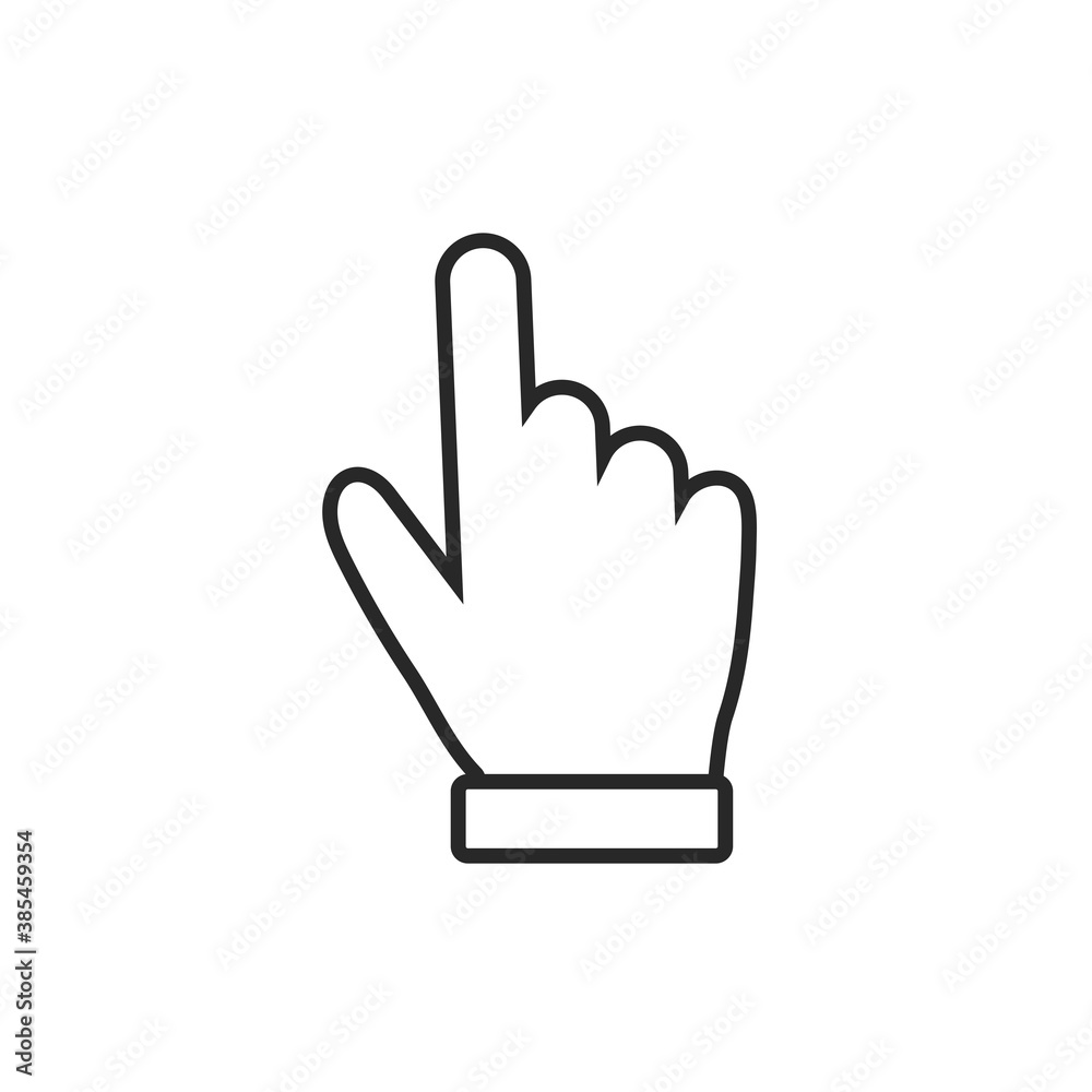 Clicking finger icon, hand pointer on white background vector Clicking finger icon, hand pointer on white background vector