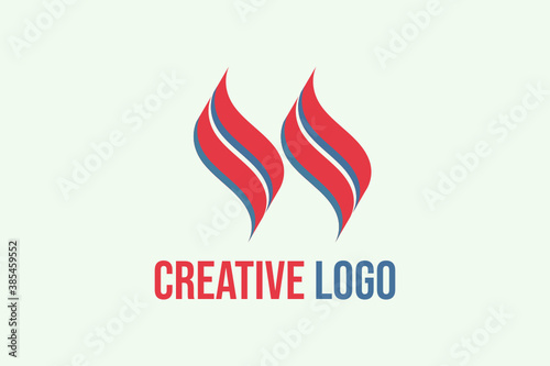 Wave or fire Vector Logo forming flags or wings with initials 