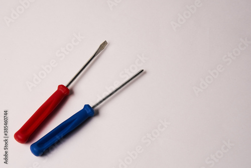 construction tools screwdrivers on a light background equipment for repair industry
